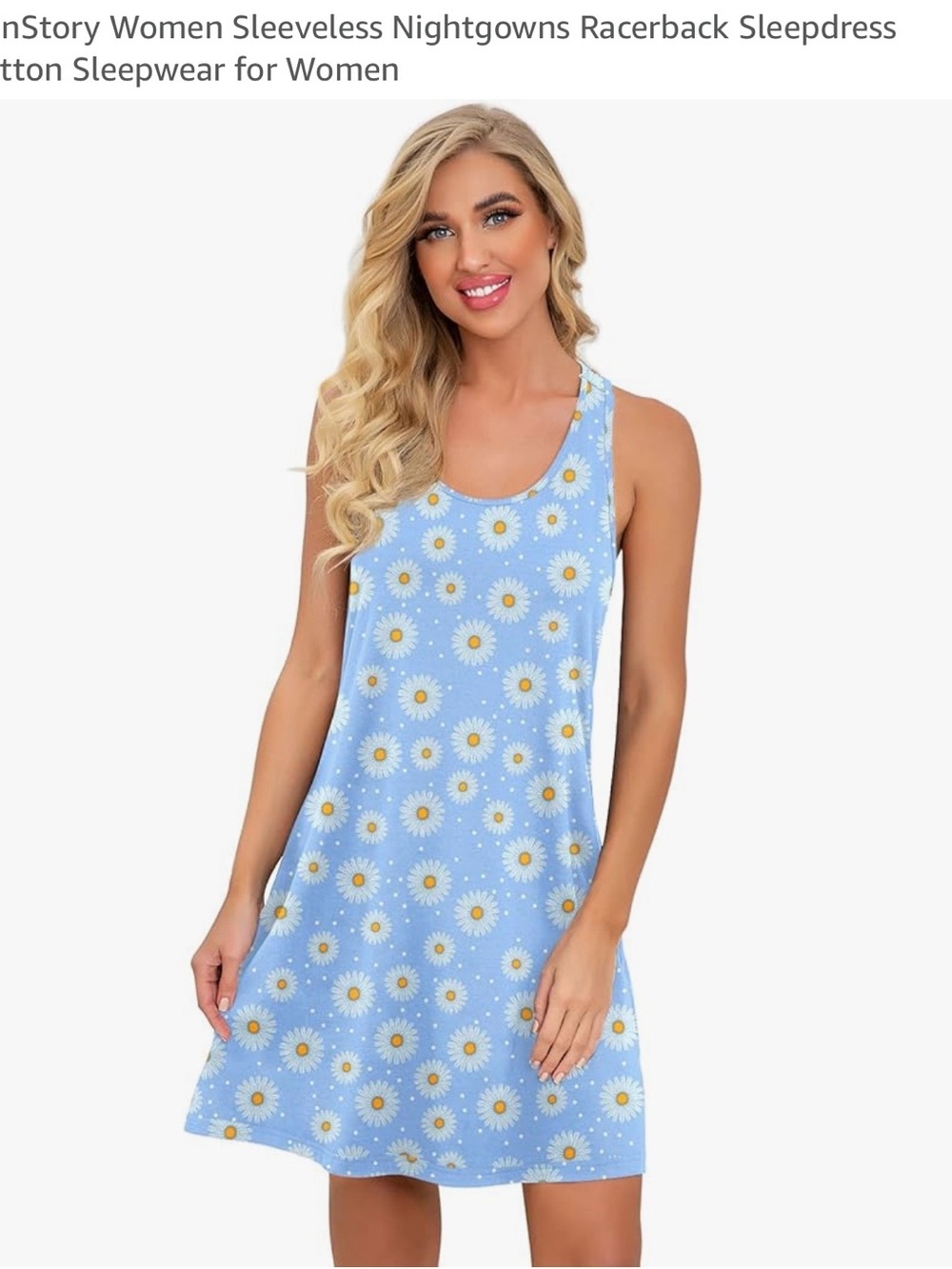Light Blue Daisy Print Racerback Nightgown